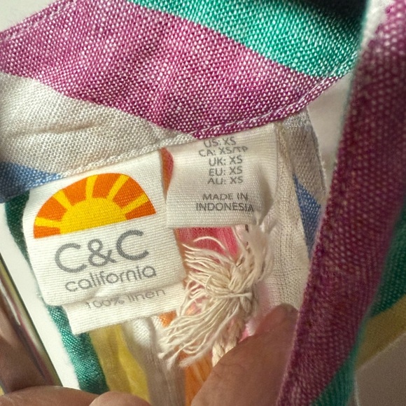 C&C California Linen Rainbow Stripe Halter Shift Dress-NWT size XS - Picture 4 of 8